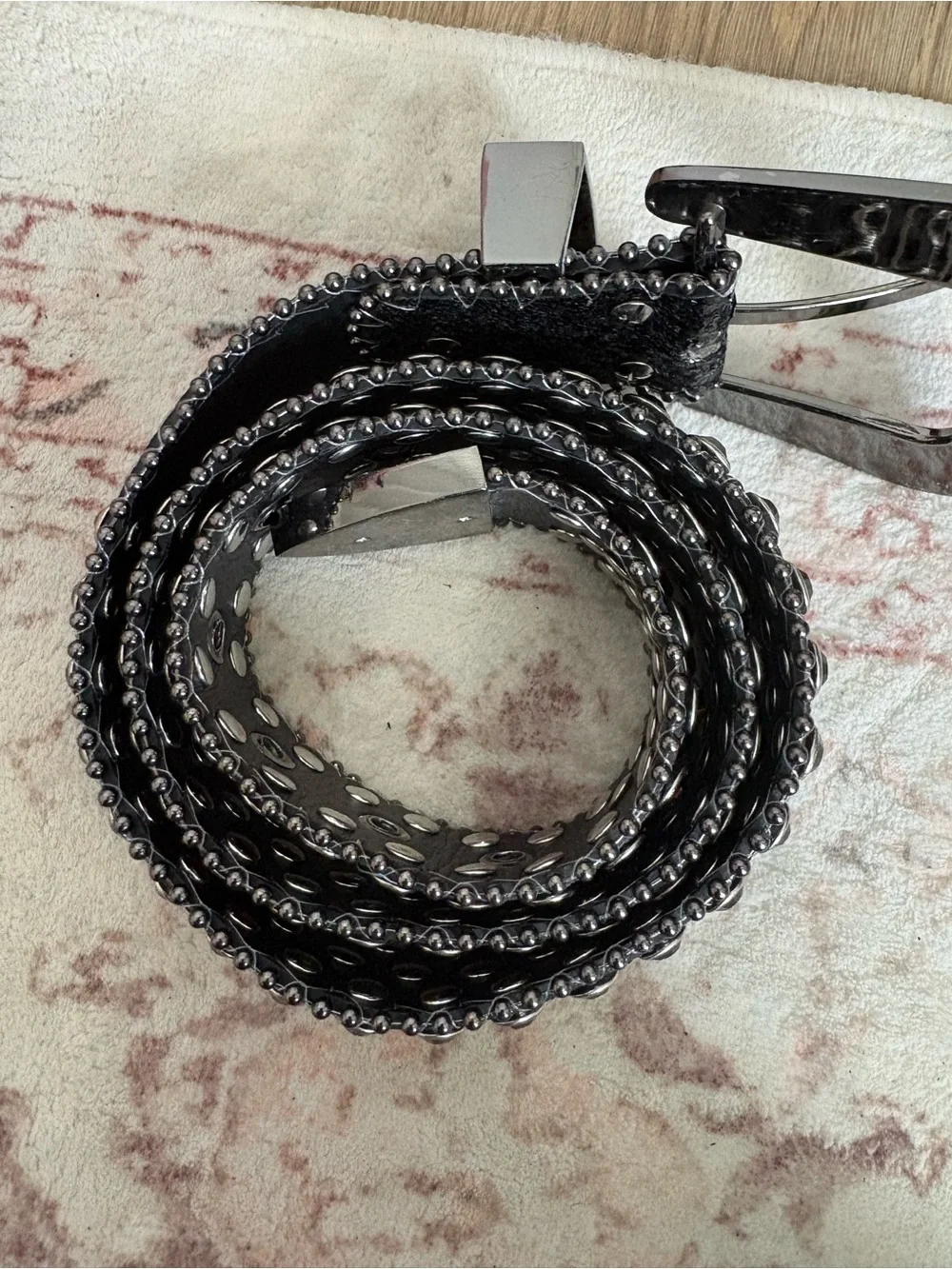 Studded Black Crystal Belt Buckle - Women Accessories